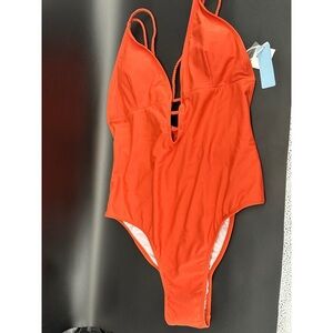 Vibrant Orange Kids One Piece Swimsuit